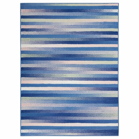 Homeroots 4 x 6 ft. Blue & Ivory Halftone Stripe Area Rug 385874